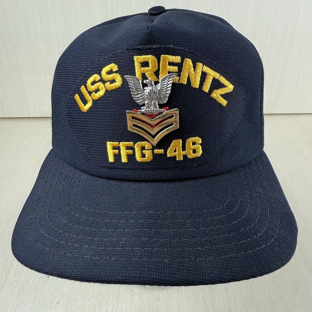 Vintage US Navy Hat USS Rentz FFG-46 Snapback Hat With Pin